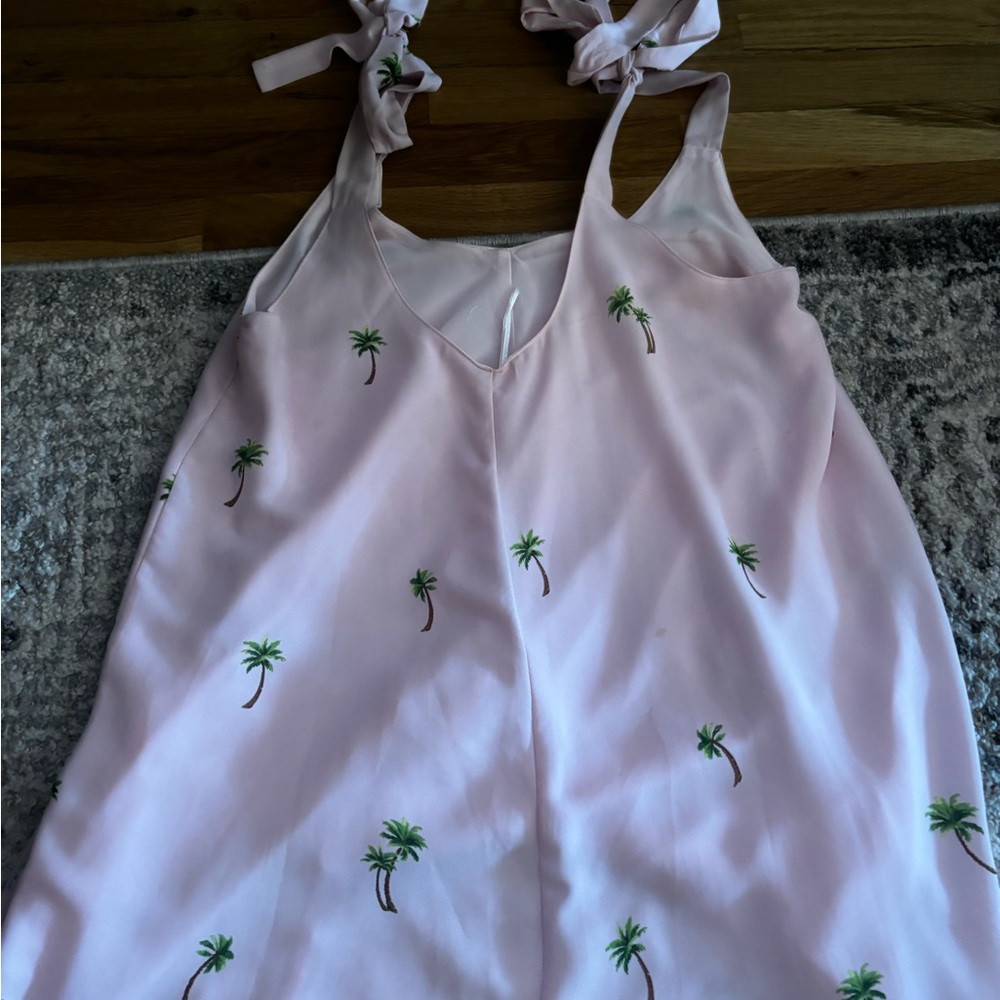 Pink Dress with Palm Tree Print